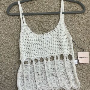 Superdown Cream Crochet Camisole Top